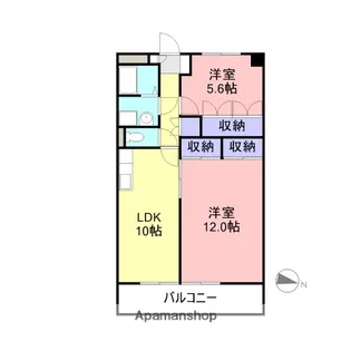 エステートサンフレッシュ【102号室】の間取り