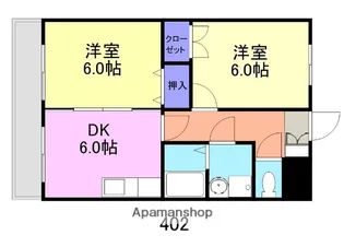 スカイマンションE【402号室】の間取り