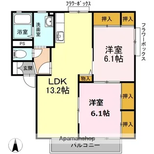 ラシェットエムザB棟【105号室】の間取り