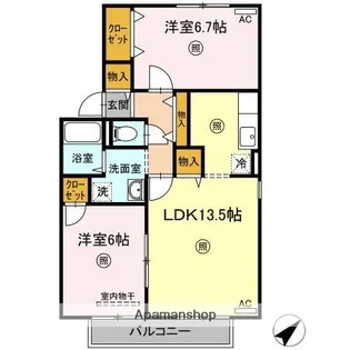 ヴィラ西福原C棟【201号室】の間取り