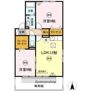 グランシャリオ堀川C棟【1階】の間取り