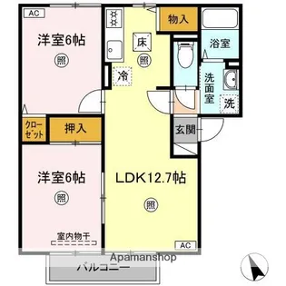 ロワール福原C棟【101号室】の間取り
