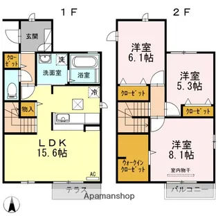 ウィング レーヴ【101号室】の間取り