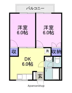 2DKの間取り画像