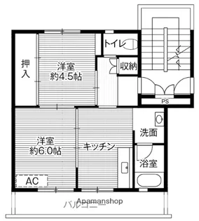 ビレッジハウス境港第三2号棟【406号室】の間取り