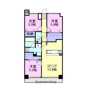 アルファスマート西福原けやき通り【205号室】の間取り