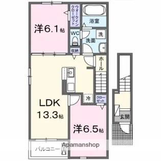 エクセレント・ヴェル Ⅰ【201号室】の間取り