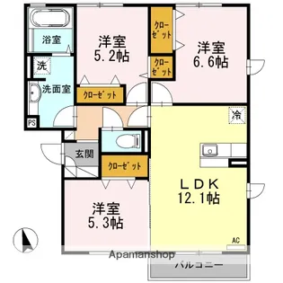セジュールモダンB【2階】の間取り