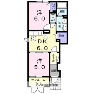 ベル シェリルB【1階】の間取り
