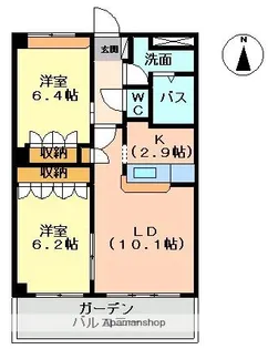 フォレストガーデンB棟【202号室】の間取り