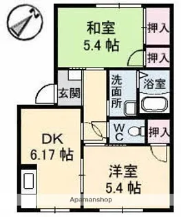 フレグランスレイB棟【102号室】の間取り