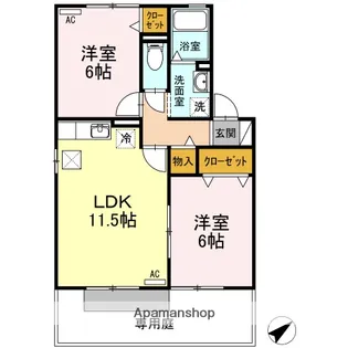 エルモッソ【102号室】の間取り