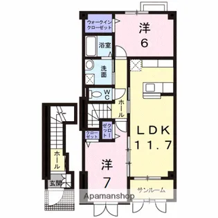 サニーヒルA【205号室】の間取り