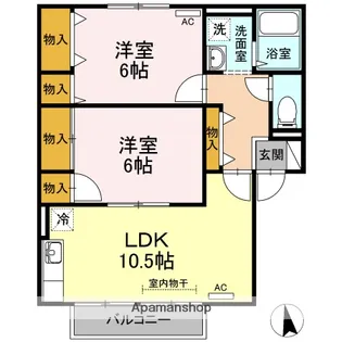 ビューテラス・ユウA棟【203号室】の間取り