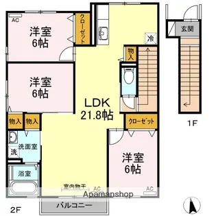 鳥取県米子市観音寺新町1丁目【アパート】の間取り