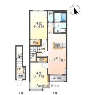 キャピタル旗ヶ崎【202号室】の間取り