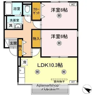 鳥取県米子市皆生新田2丁目【アパート】の間取り