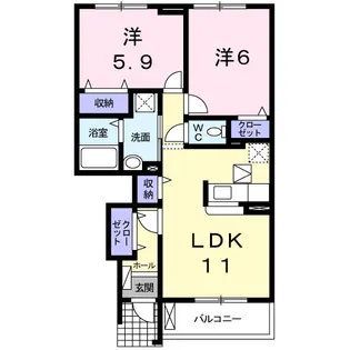 ヴィラ・シーク【1階】の間取り