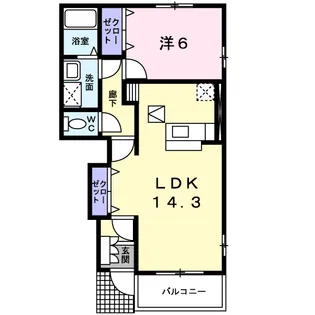 アンジュ・ドゥ・ボヌールB【1階】の間取り