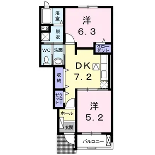 トゥー・ル・モンド【1階】の間取り