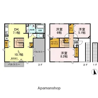 アンジェリーク新開 B棟【2階】の間取り
