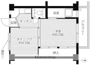 ビレッジハウス安倍2号棟【406号室】の間取り