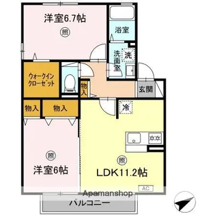 鳥取県米子市西福原5丁目【アパート】の間取り