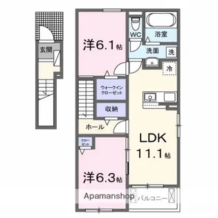 エクセレント・ヴェル Ⅱ【2階】の間取り