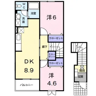 エヴァグリーンB【2階】の間取り