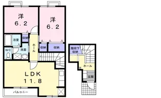 メゾンソレイユB【2階】の間取り