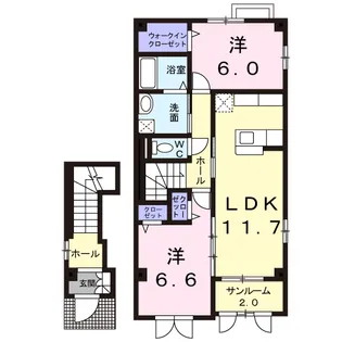 カーサ クラールA【2階】の間取り