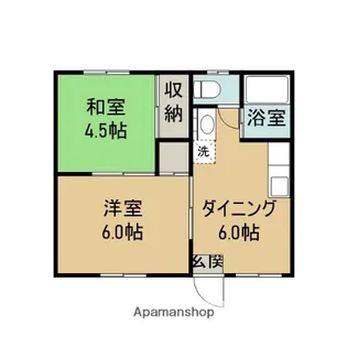 ハイツ六麓【102号室】の間取り