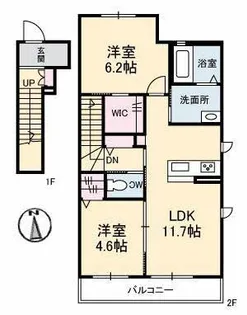 CASA GRACE 山代【2階】の間取り