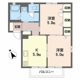 レイクサイド玉湯 B棟【1階】の間取り