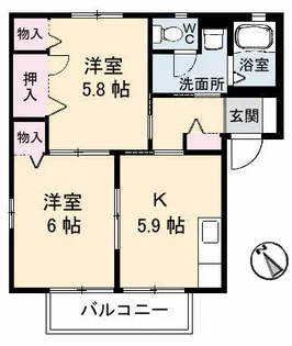 レイクサイド玉湯 B棟【2階】の間取り