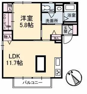 レイクサイド玉湯 C棟【1階】の間取り