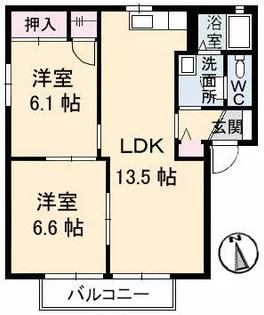 シャルマンらくざん Ⅰ棟【2階】の間取り