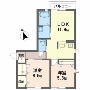 シャーメゾン眺江台【2階】の間取り