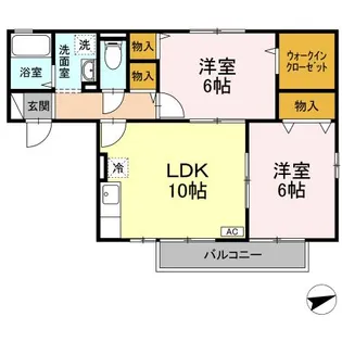 ウィルタイヤン黒田 B棟【2階】の間取り