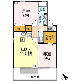 ヴェルドミール Ⅰ棟【I-105号室】の間取り