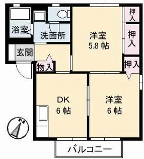 ビレッジ城北 B棟【1階】の間取り