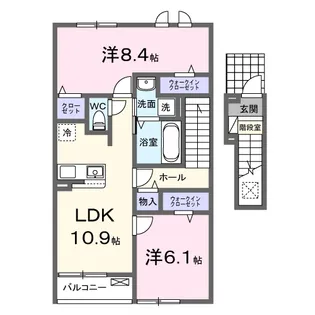 東出雲町下意東アパートB【2階】の間取り