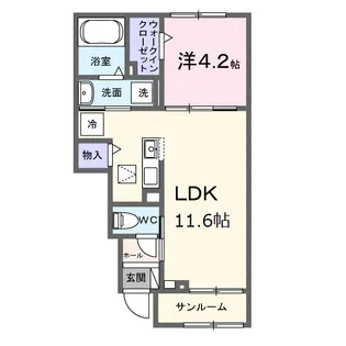 シャンテ カノンB【1階】の間取り