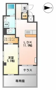フェリエ浜乃木【1階】の間取り