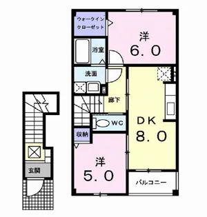 グレープタウンB【2階】の間取り