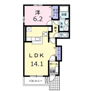 グラン エスポワールB【1階】の間取り