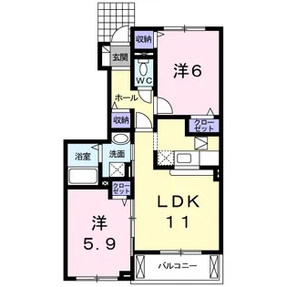 プランタン ソレイユF【1階】の間取り