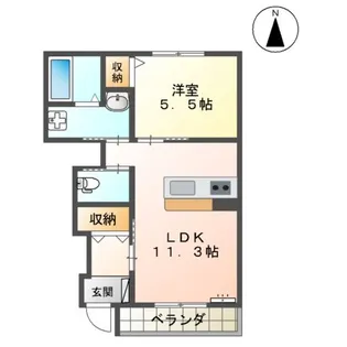 ディア ベルジュ【1階】の間取り