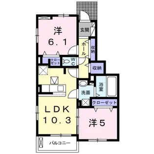 ラヒットグロウスC【1階】の間取り