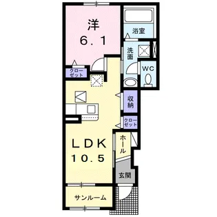アジュール シュッサイⅡ【1階】の間取り